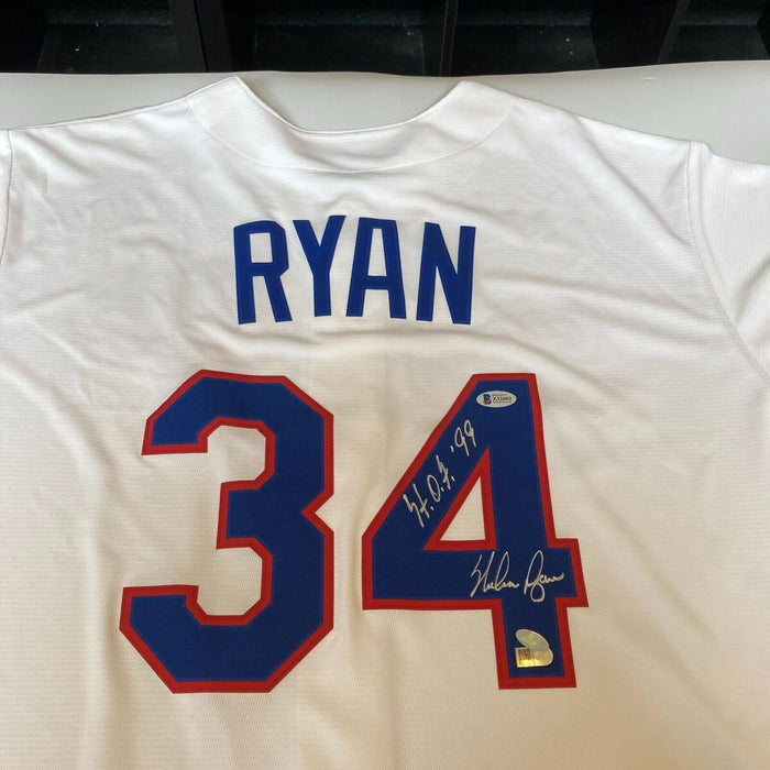 Nolan Ryan "Hall Of Fame 1999" Signed Nike Texas Rangers Jersey Beckett COA