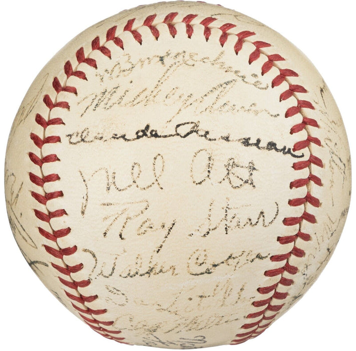Beautiful 1942 All Star Game Team Signed Baseball Arky Vaughan Mel Ott PSA DNA
