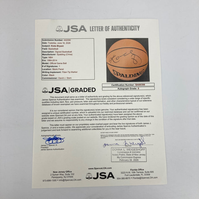 Kobe Bryant Signed Spalding Official Game Basketball Upper Deck JSA 9 MINT & UDA