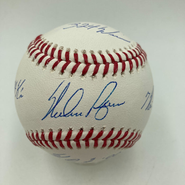 Nolan Ryan Signed Heavily Inscribed STAT Baseball PSA DNA Graded GEM MINT 10