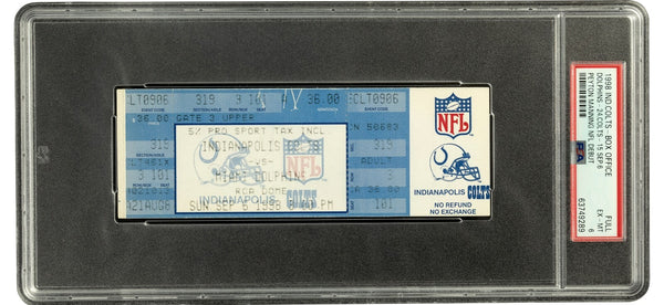 Peyton Manning NFL Debut Original Full Ticket Sep 6, 1998 PSA 6 Pop 4!