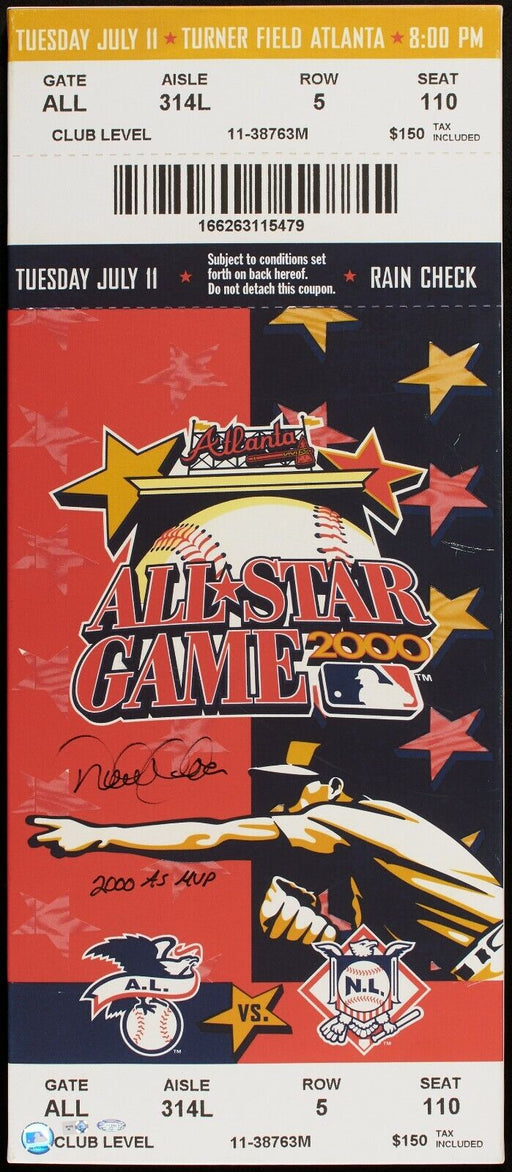 Derek Jeter "2000 All Star MVP" Signed All-Star Game 15x35 Large Canvas Steiner