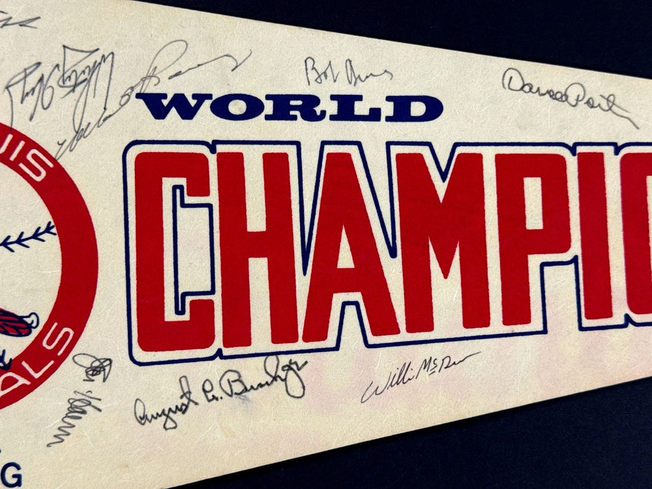 1982 St. Louis Cardinals World Series Champs Team Signed Baseball Pennant BAS