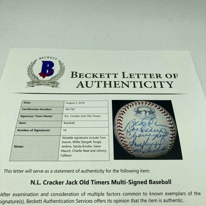 Sandy Koufax Tom Seaver Signed Cracker Jack Old Timers Game Baseball Beckett COA