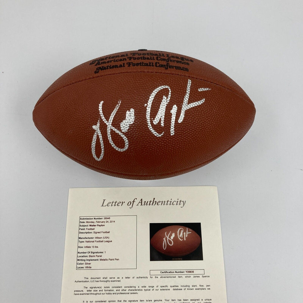 Beautiful Walter Payton Signed Wilson NFL Game Football With JSA COA