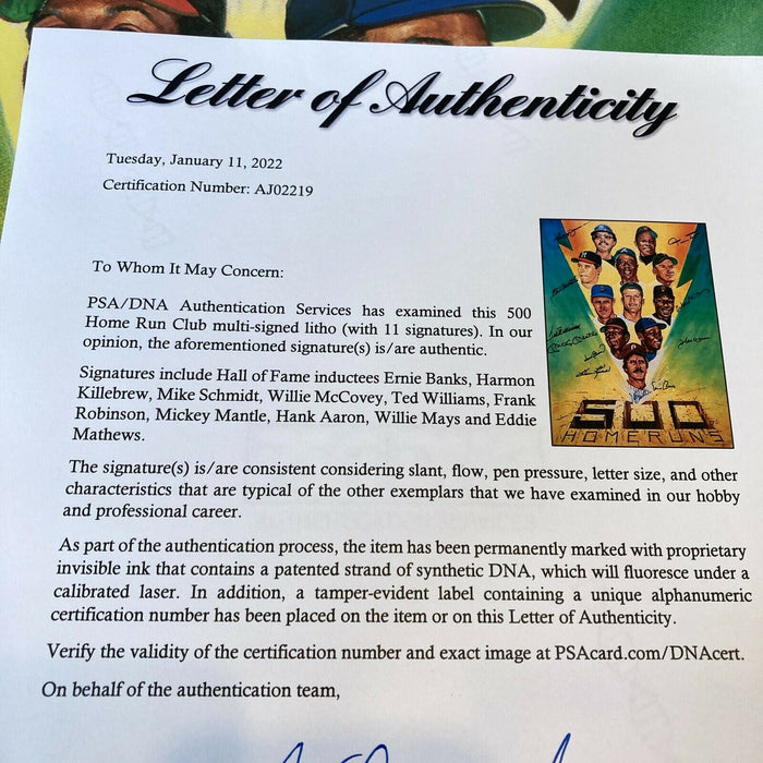 Beautiful 500 Home Run Club Signed Large Photo Mickey Mantle Ted Williams PSA