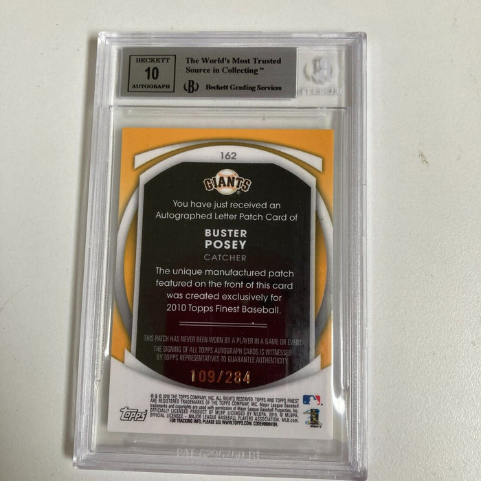 2010 Topps Finest Buster Posey Letter Patch Auto /284 BGS 9 Mint