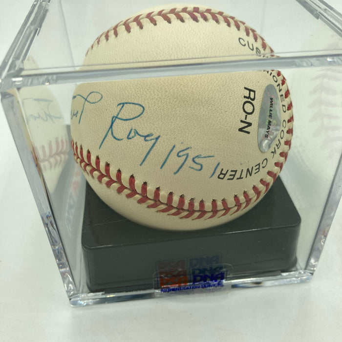 Willie Mays "1951 Rookie Of The Year" Signed Baseball PSA DNA Graded MINT 9