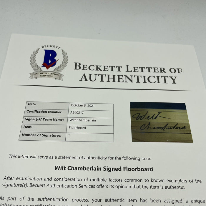 Wilt Chamberlain Signed Original Lakers Forum Basketball Court Floor Beckett COA