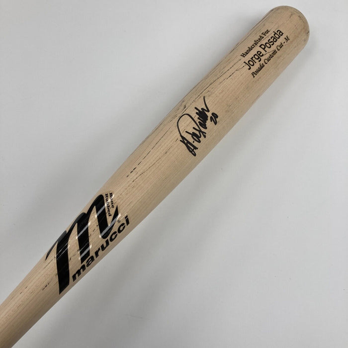 Jorge Posada Signed Marucci Custom Cut-M Game Issued Bat PSA DNA & Beckett COA