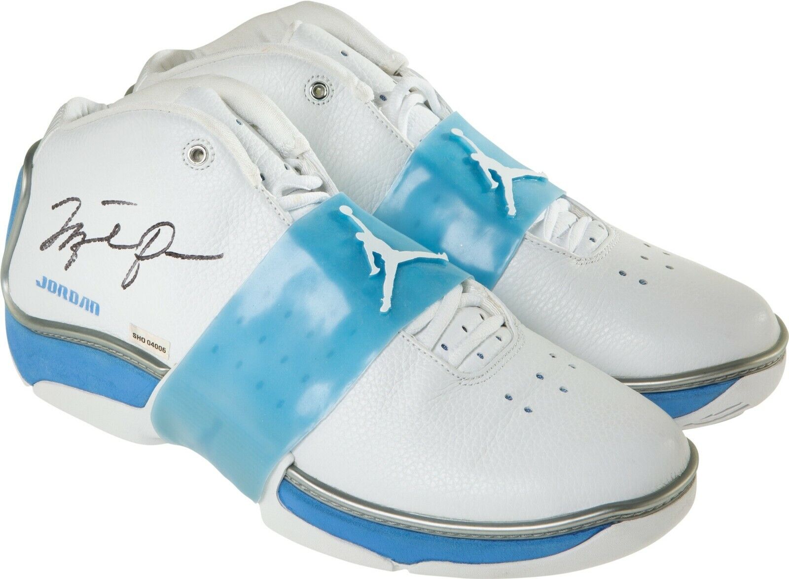 Michael Jordan Signed Jumpman Trifecta Sneakers Shoes UDA Upper Deck & PSA DNA