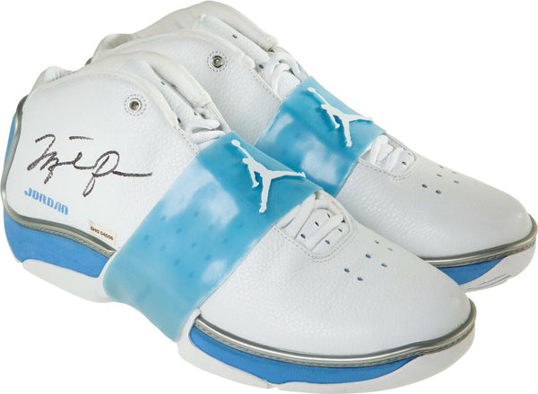 Michael Jordan Signed Jumpman Trifecta Sneakers Shoes UDA Upper Deck & PSA DNA