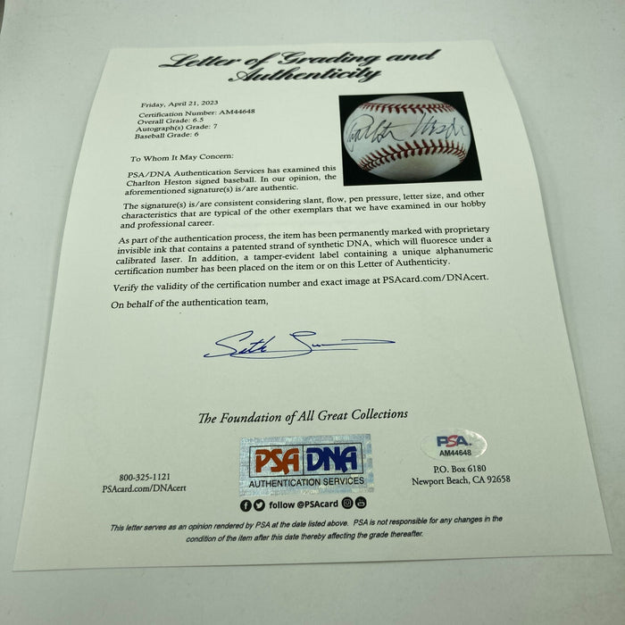 Charlton Heston Signed National League Baseball With PSA DNA COA