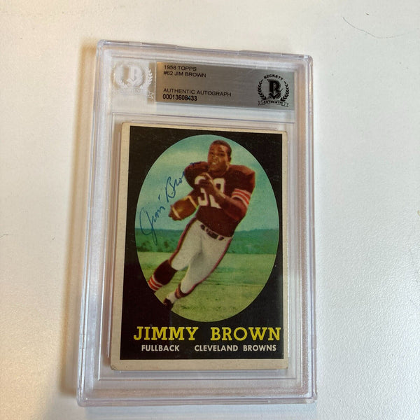 The Finest 1958 Topps #62 Jim Brown Signed RC Vintage 1950's Signature BGS