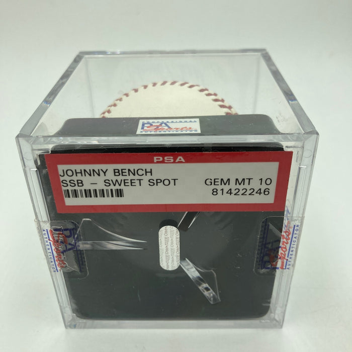 Johnny Bench HOF 1989 Signed Major League Baseball PSA DNA Graded 10 GEM MINT