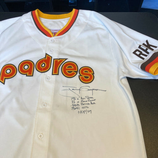 Beautiful Tony Gwynn Signed Heavily Inscribed STATS Padres Jersey Tristar & MLB