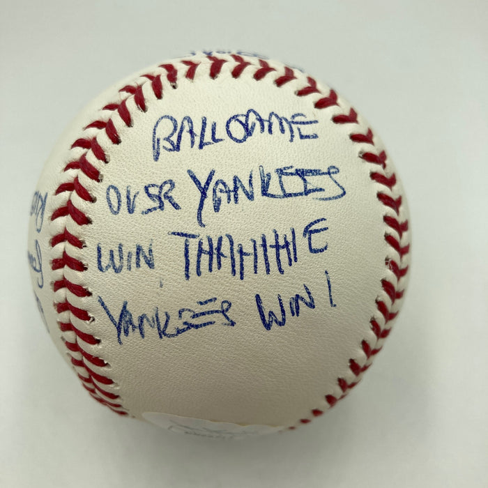 John Sterling Signed Heavily Inscribed STAT Baseball JSA COA RARE!
