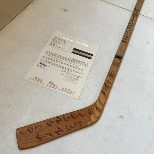 1969–70 Los Angeles Kings Team Signed Vintage Northland Hockey Stick JSA COA