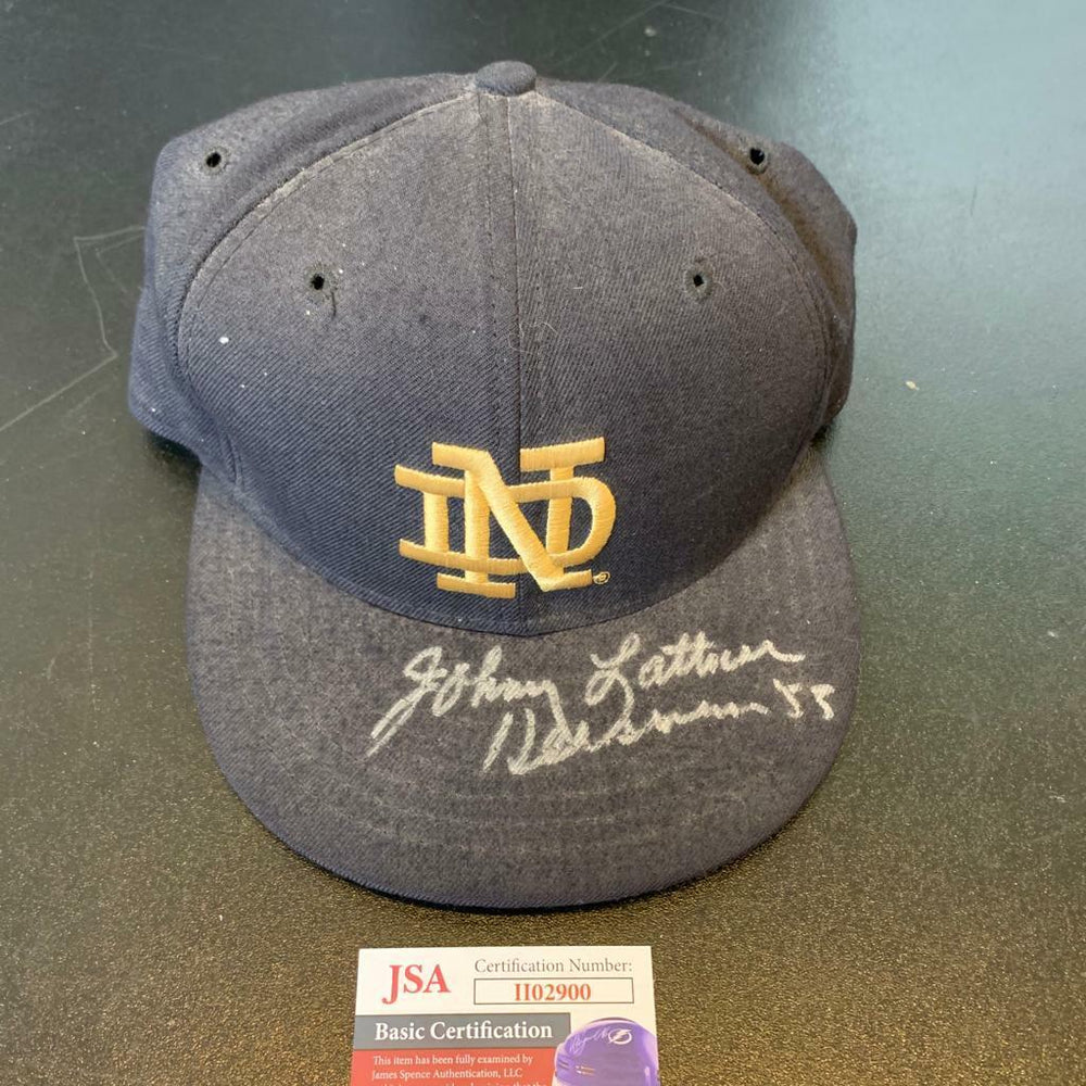 Johnny Lattner Heisman 1953 Signed Notre Dame Fighting Irish Hat JSA COA
