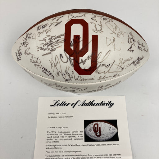 1998 Oklahoma Sooners Team Signed Football PSA DNA COA