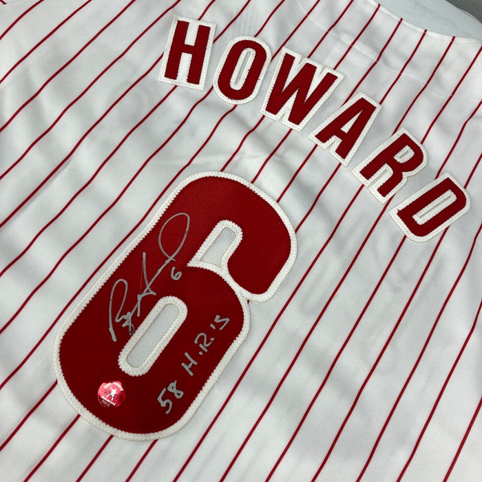 Ryan Howard Signed & Inscribed "58 HR's" Philadelphia Phillies Jersey With COA