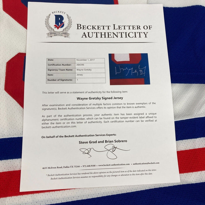 Wayne Gretzky Signed New York Rangers CCM Game Model Jersey Beckett COA