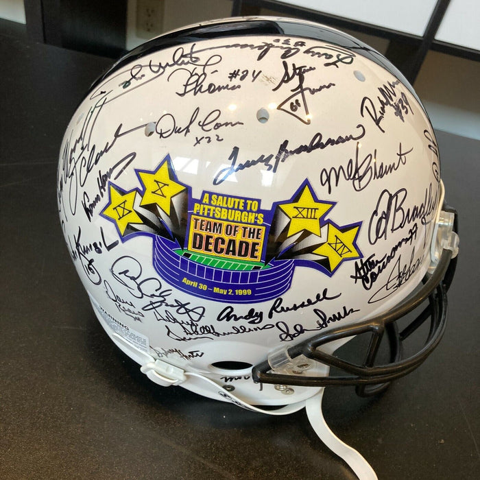 Pittsburgh Steelers HOF Legends Signed Team Of The Decade Helmet 54 Sigs Beckett