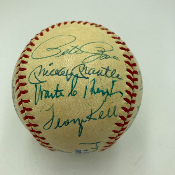 Mickey Mantle Joe Dimaggio Hank Aaron HOF Multi Signed Baseball JSA COA