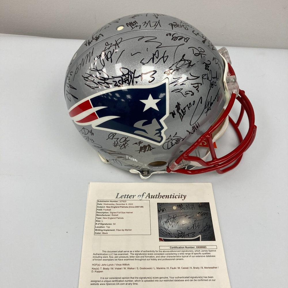 Tom Brady 2007 New England Patriots AFC Champs Team Signed Helmet 54 Sigs JSA