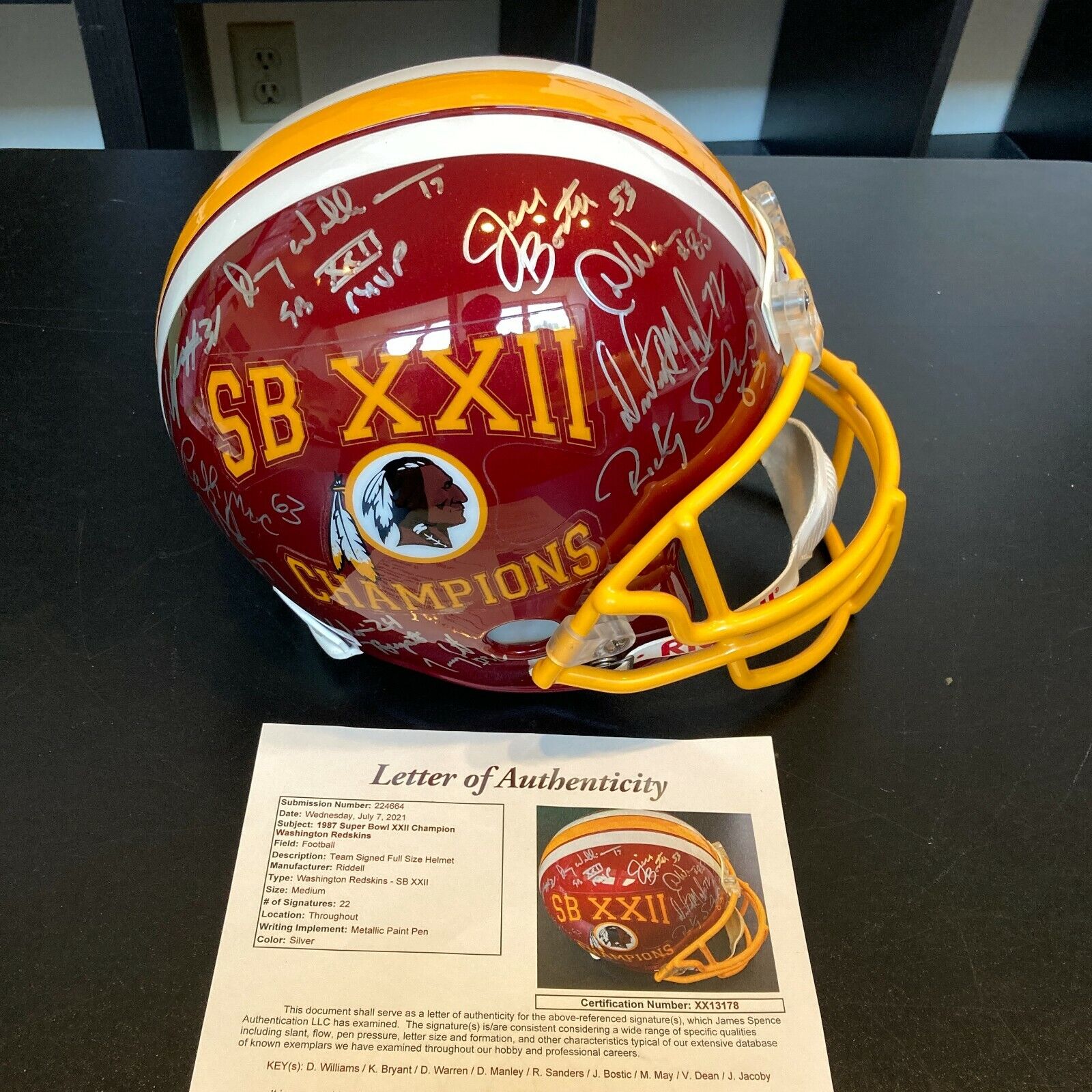 Beautiful 1987 Washington Redskins SB Champs Team Signed Super Bowl He —  Showpieces Sports