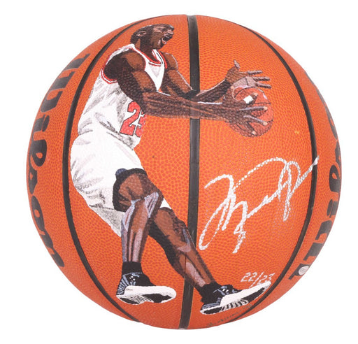 Stunning Michael Jordan Signed Hand Painted Art Basketball UDA Upper Deck #22/23