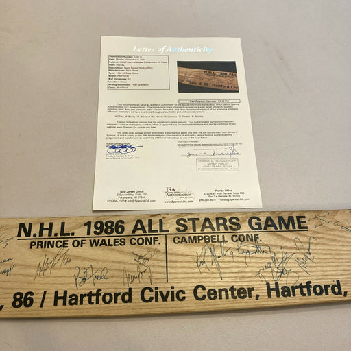 1986 NHL All Star Game Team Signed Large Hockey Stick Mario Lemieux JSA COA
