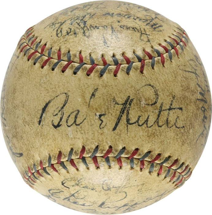 Babe Ruth & Lou Gehrig 1934 NY Yankees World Series Champs Signed Baseball JSA