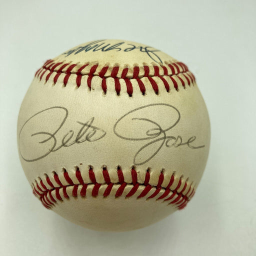 Pete Rose & Joe Morgan Signed Vintage National League Baseball PSA DNA COA