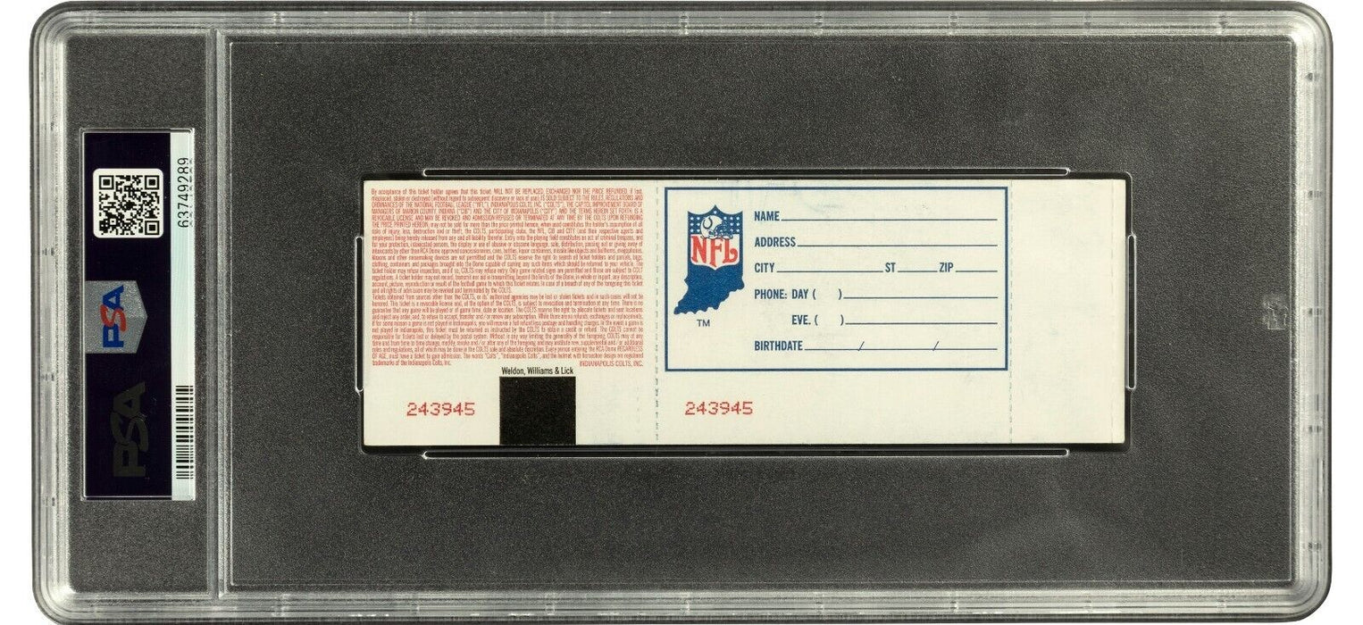 Peyton Manning NFL Debut Original Full Ticket Sep 6, 1998 PSA 6 Pop 4!