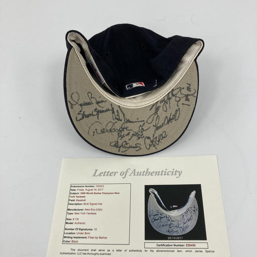 1999 New York Yankees W.S. Champs Signed Hat Derek Jeter Mariano Rivera JSA COA