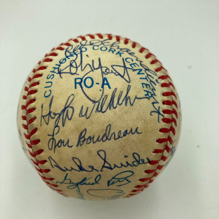 Hall Of Fame Multi Signed Baseball 30 Sigs Yogi Berra Reggie jackson JSA COA