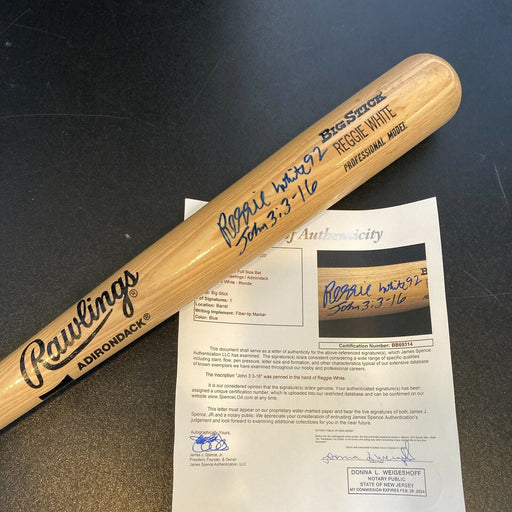 Rare Reggie White Signed Inscribed Rawlings Game Bat Green Bay Packers JSA COA