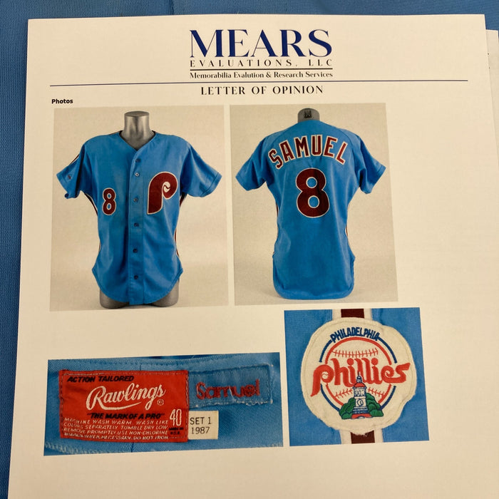 Juan Samuel 1987 Game Used Philadelphia Phillies Jersey MEARS A10 The Finest