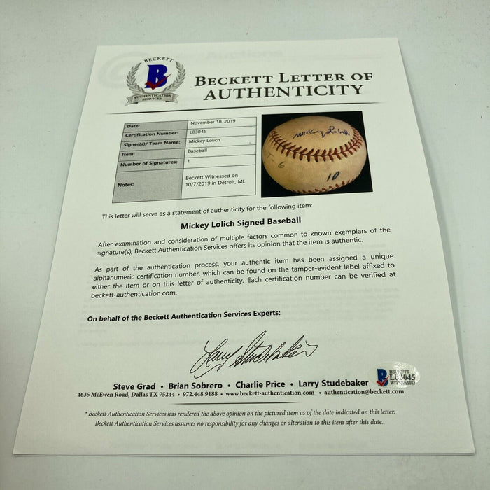 Mickey Lolich Signed Career Win No. 126 Final Out Game Used Baseball Beckett COA
