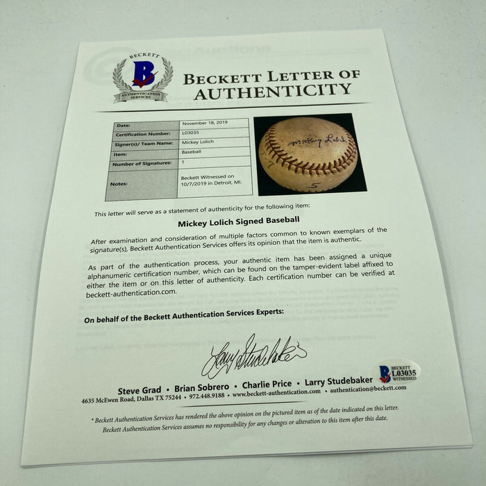 Mickey Lolich Signed Career Win No. 146 Final Out Game Used Baseball Beckett COA