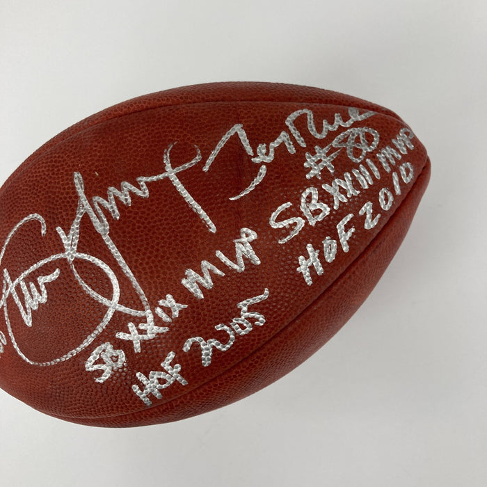 Joe Montana Steve Young Jerry Rice Signed Inscribed Super Bowl Football JSA COA