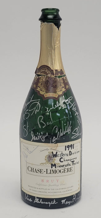 1991 Minnesota Twins W.S. Champs Team Signed Game Used Champagne Bottle Beckett