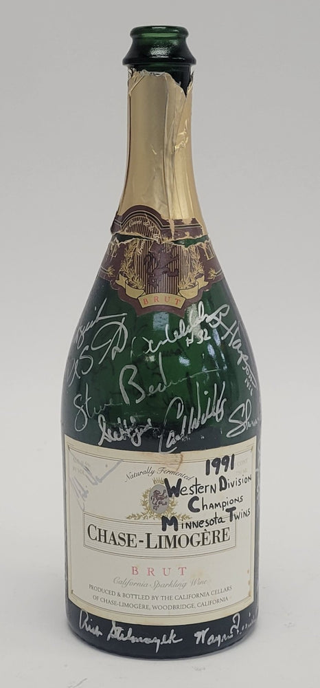 1991 Minnesota Twins W.S. Champs Team Signed Game Used Champagne Bottle Beckett