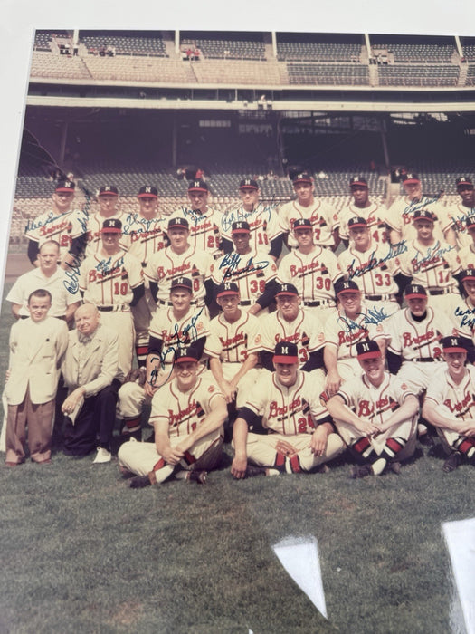 1957 Milwaukee Braves World Series Champs Team Signed 16x20 Photo JSA COA