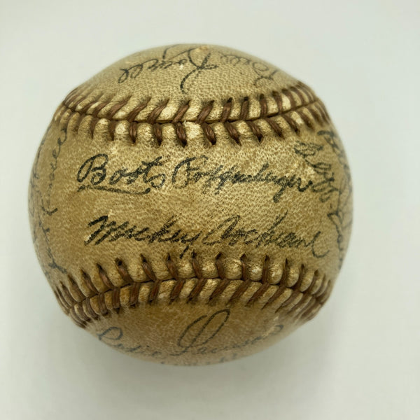 1937 Detroit Tigers Team Signed American League Baseball Hank Greenberg JSA COA