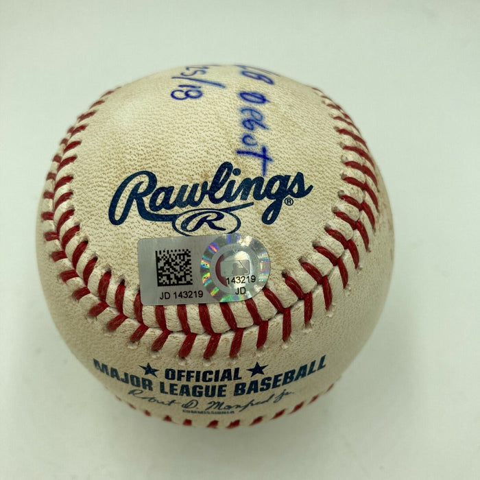 Ronald Acuna Jr. MLB Debut 4-25-18 Signed Game Used Baseball Beckett COA & MLB