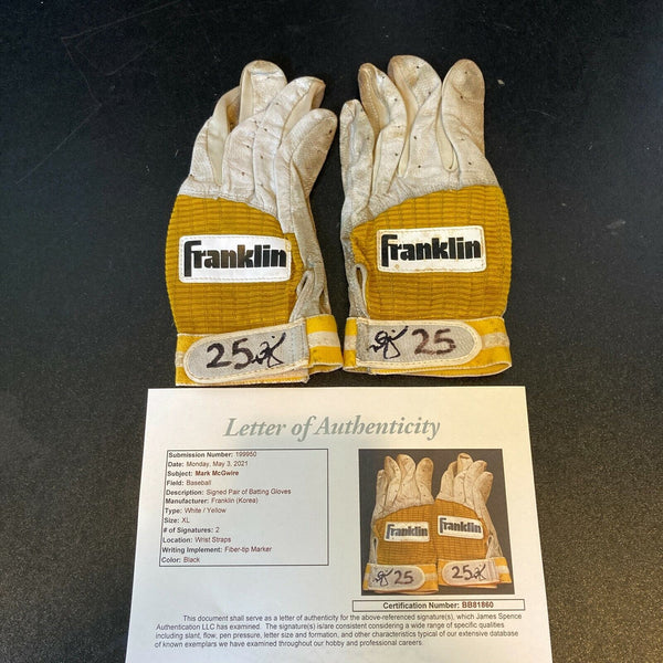 Rare Mark McGwire Signed Pair Of 1980's Game Used Batting Gloves With JSA COA