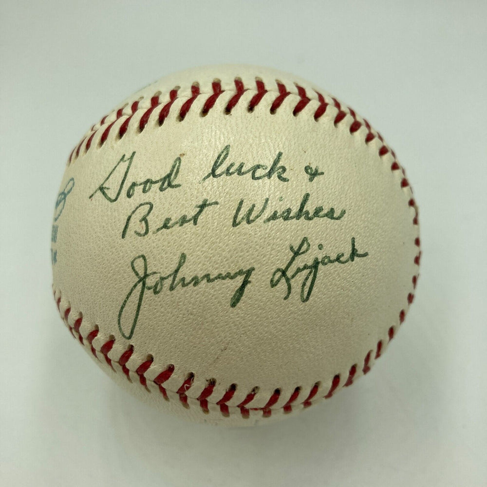 Johnny Lujack Signed Vintage American League Baseball Heisman Trophy Winner JSA
