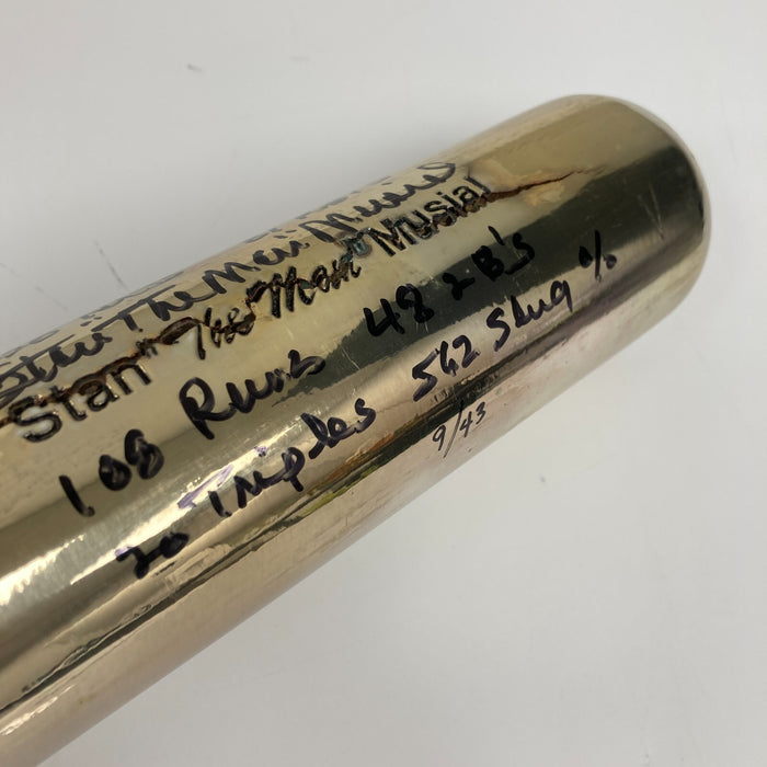 Stan Musial Batting Champion Signed Inscribed STATS Silver Baseball Bat Beckett
